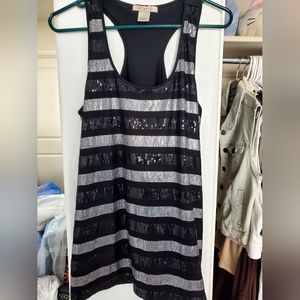 Arden B Black and Silver Sequin Tank Top